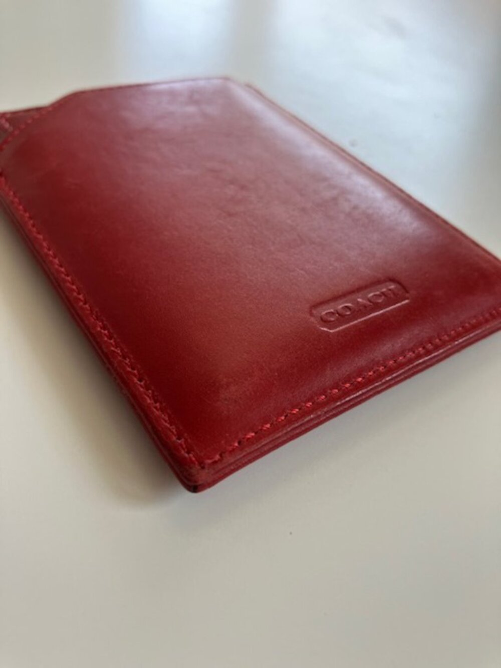 Vintage Coach Red Leather Travel Compact Mirror with Pouch - Picture 2 of 8